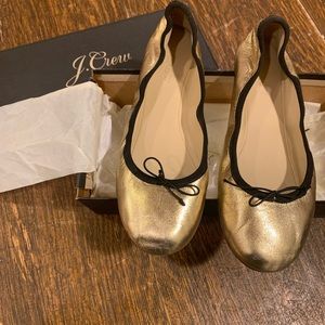 J CREW gold metallic flats